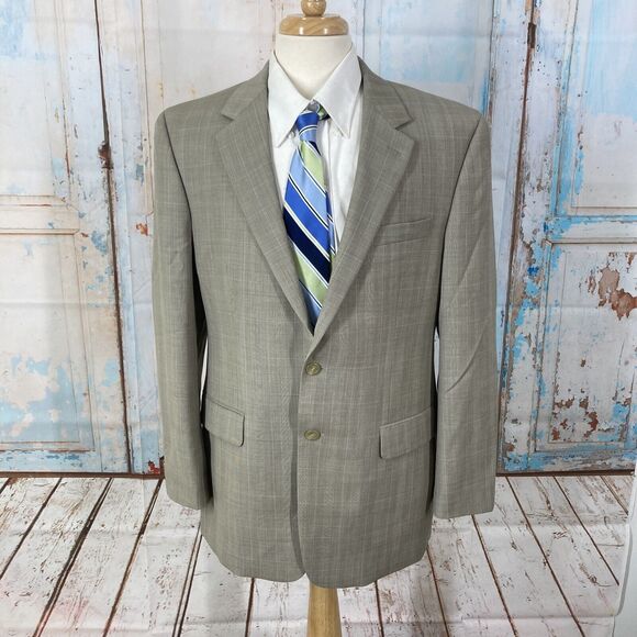 Lauren Ralph Lauren Mens 2 Button Blazer Sport Coat Jacket Beige Plaid 42R - Picture 6 of 13